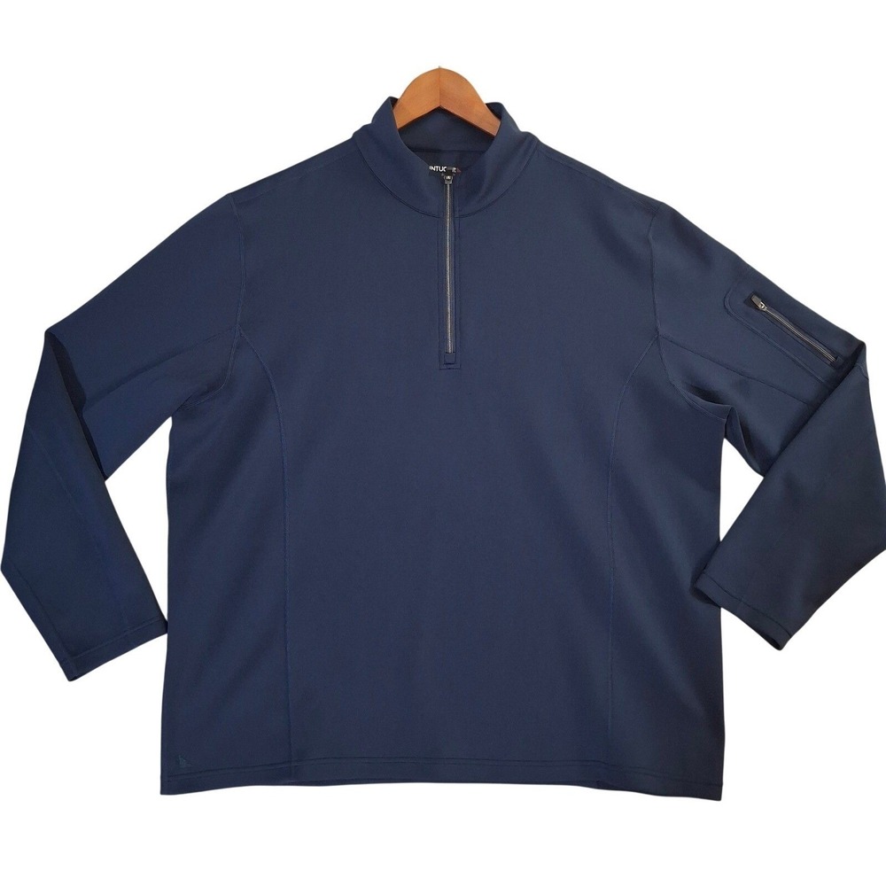 UNTUCKit 1/4 Zip Performance Pullover Mens XXL Navy Blue Sleeve Pocket